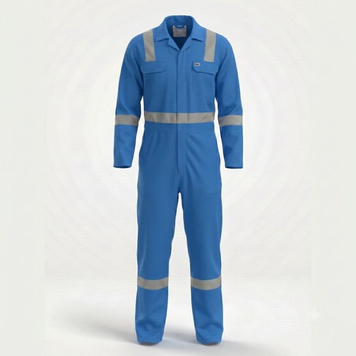 SuperS Coverall 100% Cotton with Reflective Maya Blue